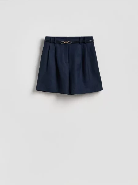 Reserved Pantaloni scurți cu adaos de in bleumarin