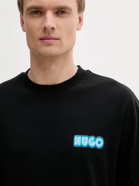 HUGO póló nyomott mintás fekete