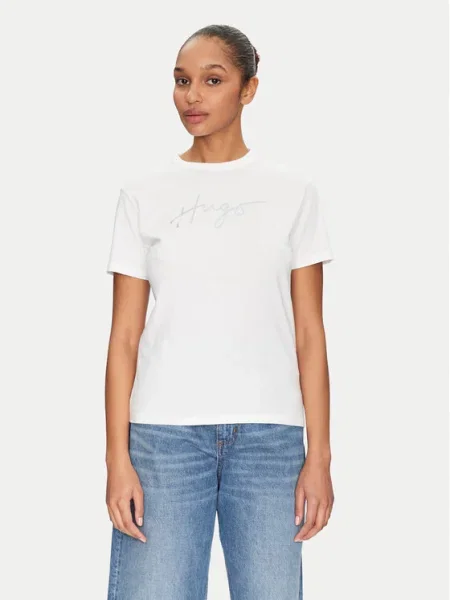 HUGO Tricou Damacia alb