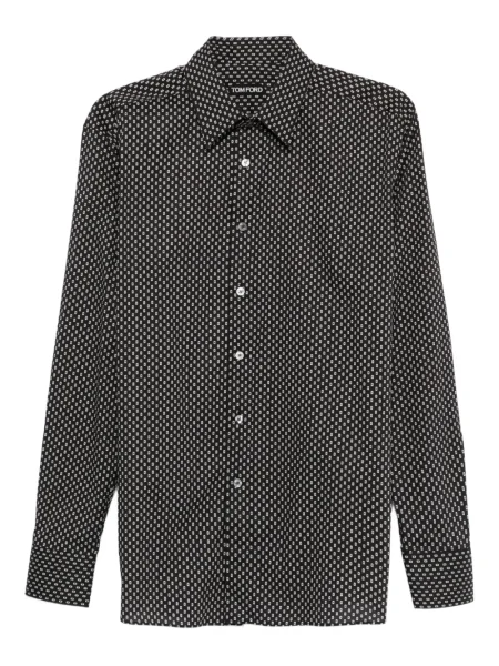 Cămașă Tom Ford cu imagine cu imprimeu geometric negru