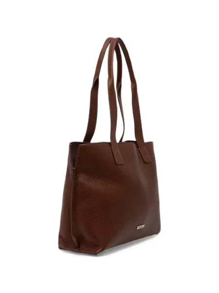 Geantă shopper Barbour din piele maro