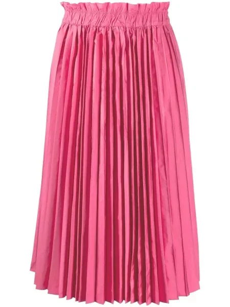 Fusta plisata Red Valentino plisată până la genunchi roșu