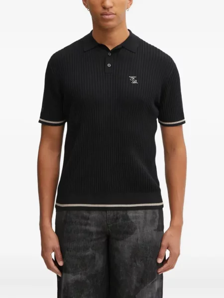 Polo Filling Pieces cu broderie negru
