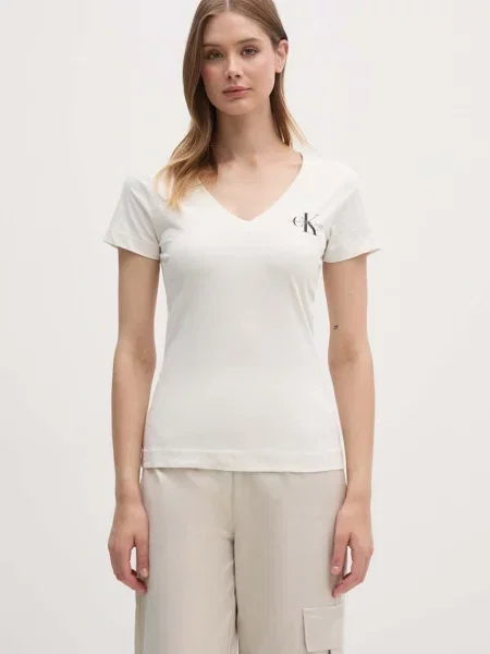 Tričko Calvin Klein Jeans béžová