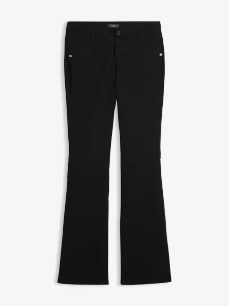 Spodnie z bengaliny ze stretchem o kroju bootcut z mieszanki czarne