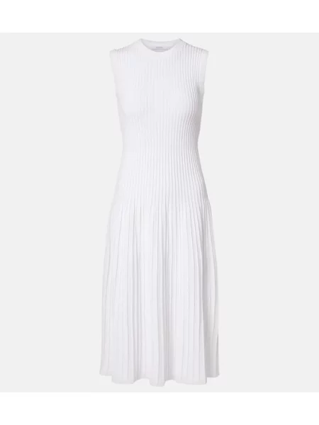 Rochie midi Max Mara tricotate până la genunchi de costum alb