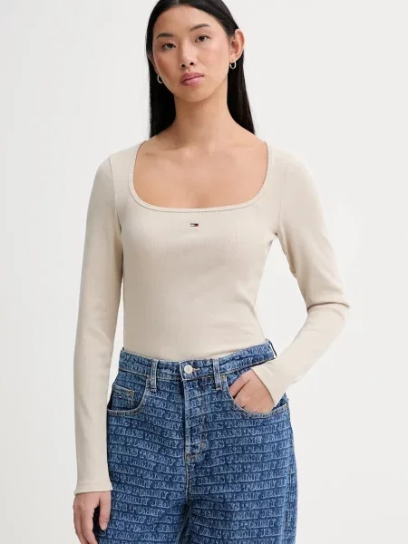 Tommy Jeans longsleeve beżowy
