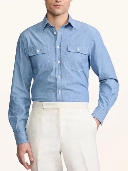Ralph Lauren Purple Label Džínová Košile Slim Fit tmavě modrá