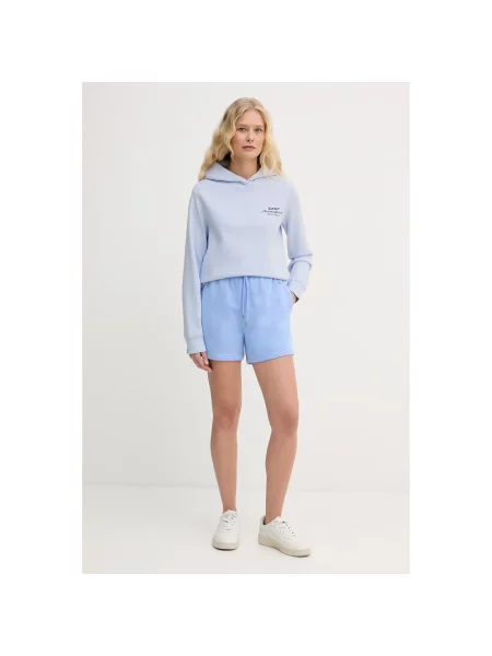 Bluza z kapturem Gant z kapturem z nadrukiem niebieska