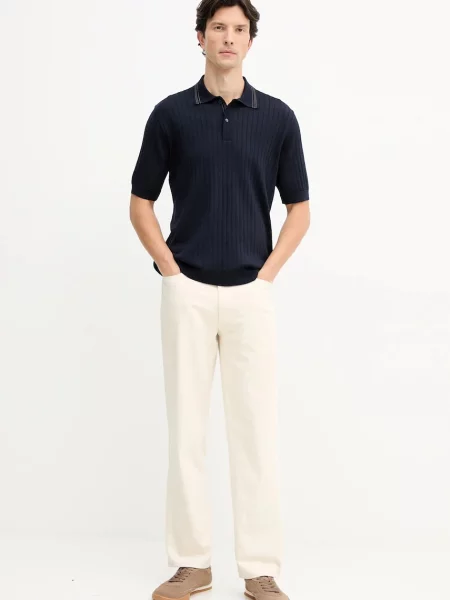 Вовняне поло Paul&Shark Knitwear однотонна синій