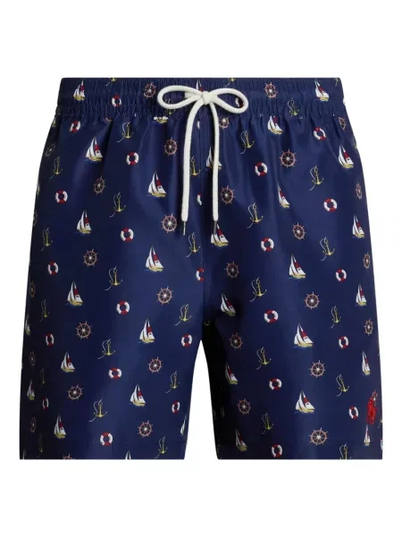 Ленена карирана риза Polo Ralph Lauren бродирана синьо