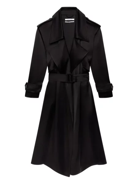 Satynowy trencz Another Tomorrow czarny