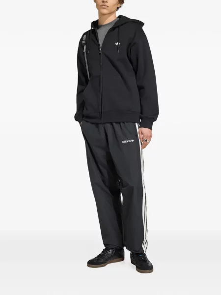 Pantaloni Adidas alergare cu broderie alb