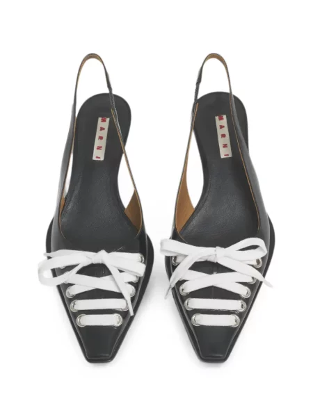 Pantofi cu toc Marni din piele slingback negru