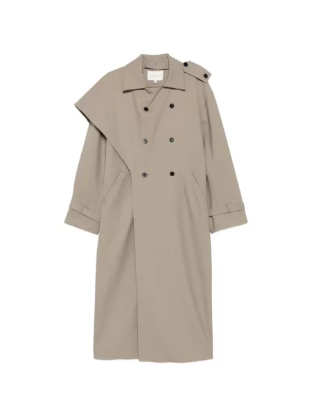 Palton Viktoria Chan de lână cu două rânduri de nasturi gri