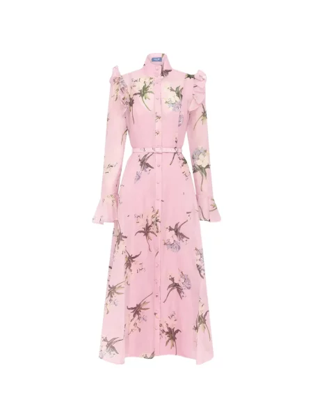 Rochie midi Leo Lin cu model floral cu imagine roz