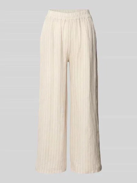 Lniane spodnie z elastycznym pasem Zabaione beżowe