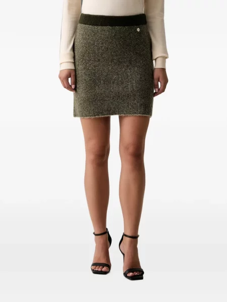 Fusta mini Silvian Heach cu model herringbone verde