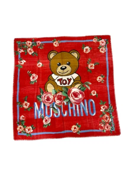 Szal Moschino wełniana z logo czerwona