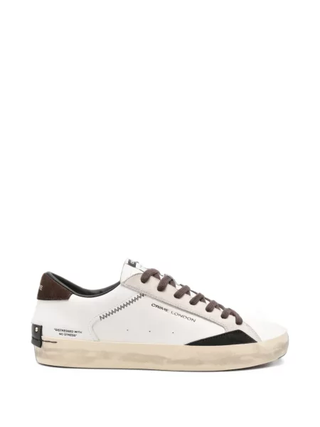 Sneakerși Crime London din piele zdrențuiți alb