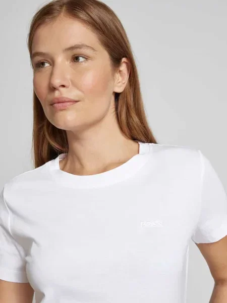 T-shirt z wyhaftowanym logo model ‘Esogo’ Boss Orange biała