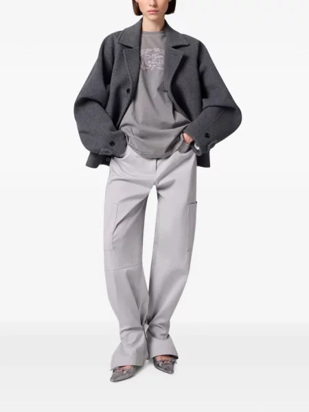 Lung tricou Msgm cu broderie gri