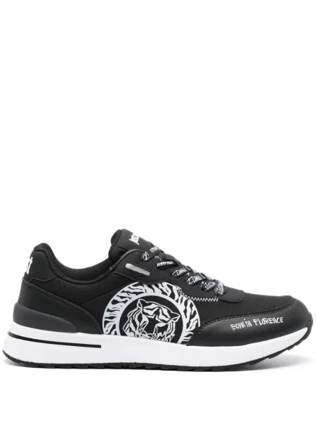 Sneakerși Just Cavalli din piele cu imagine cu dungi de tigru negru
