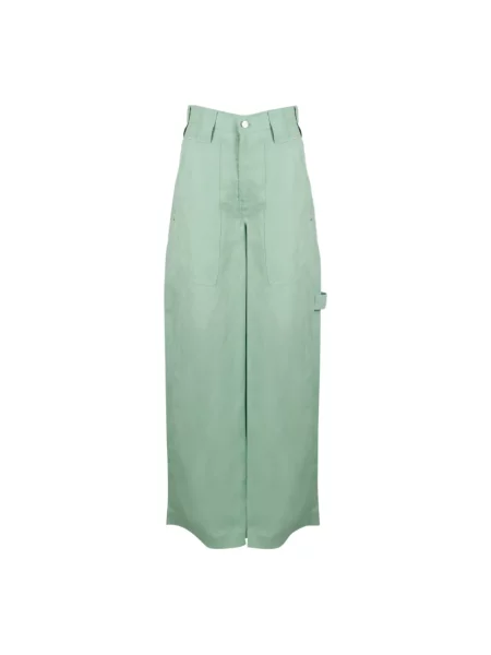 Lniane spodnie Stella Mccartney zielone