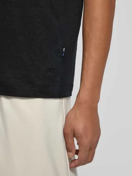 Koszulka polo o kroju regular fit z mieszanki lnu i elastanu Olymp Level 5 czarna