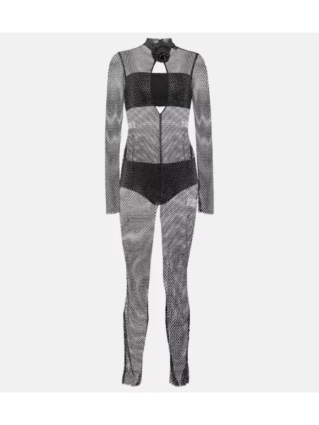 Mrežasti kombinezon Giuseppe Di Morabito s kristalima crna