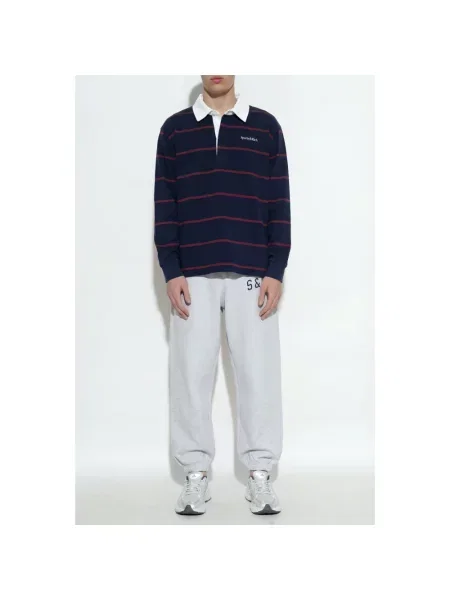 Sporty & Rich longsleeve Serif Logo Rugby granatowy wzorzysty niebieska