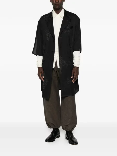 Μικρός παλτό Yohji Yamamoto ζακάρ μαύρο