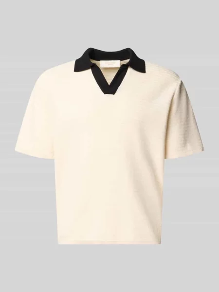 Koszulka polo o kroju regular fit z dekoltem w serek model COTEDAZUR' Jack & Jones beżowa