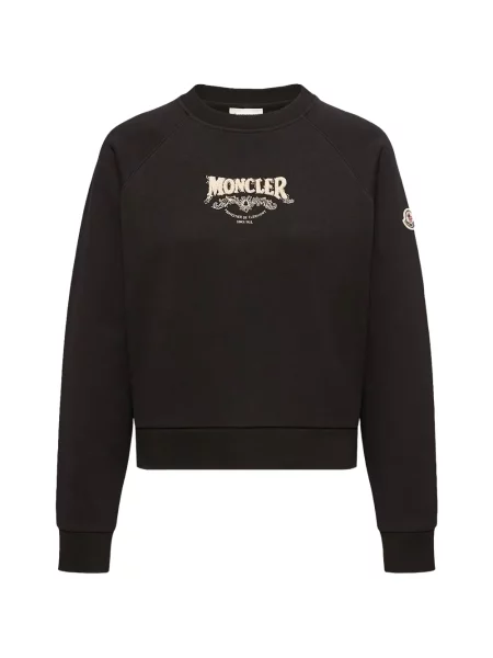Hanorac crewneck Moncler cu decolteu rotund negru