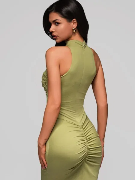 Rochie de seară Edoti de costum kaki