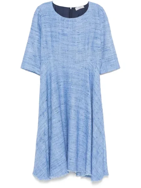 Sukienka midi Charlott do kolan dzwony garniturowa niebieska