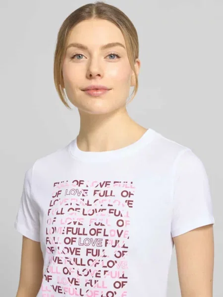 T-shirt o kroju regular fit z czystej bawełny Tom Tailor Denim biała