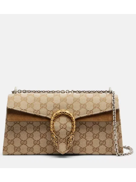 Geanta crossbody Gucci din piele de căprioară bej