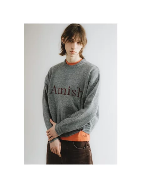 Sweter Amish wełniany szary