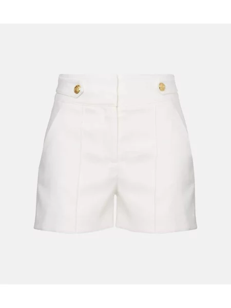 Pantaloni scurți Veronica Beard cu talie înaltă de in alb