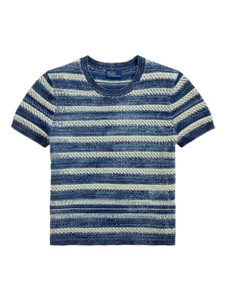 Tricou Polo Ralph Lauren din piele cu broderie în carouri maro