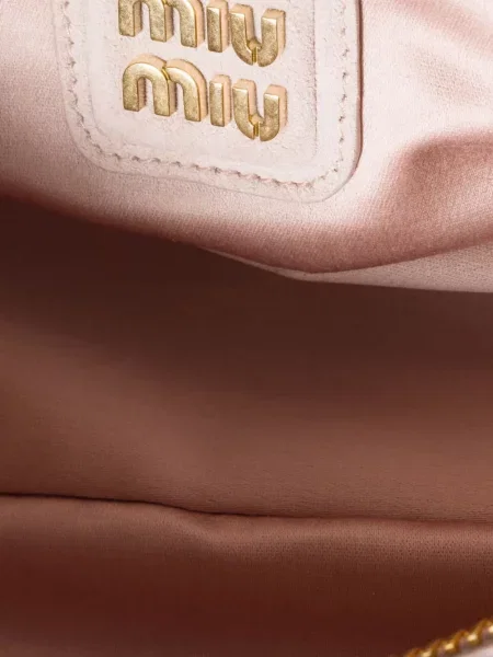 Велурена чанта Miu Miu розово