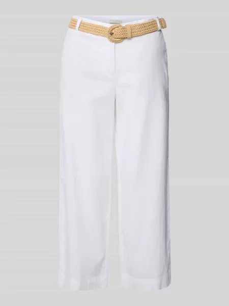 Kuloty z mieszanki lnu z paskiem Christian Berg Woman białe