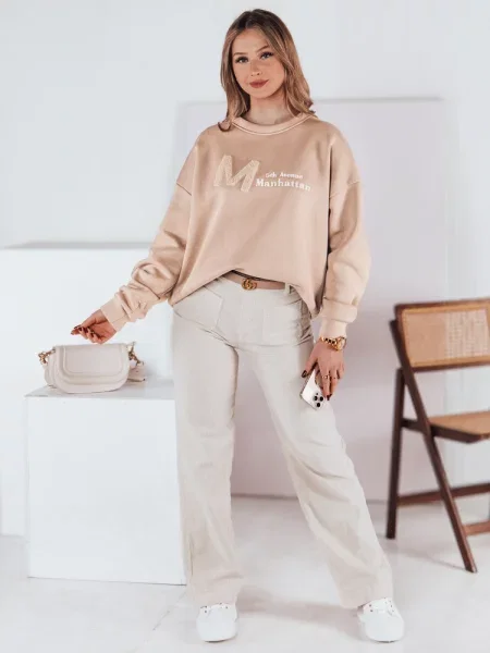 Bluza one size oversize AVENUE Dstreet beżowa