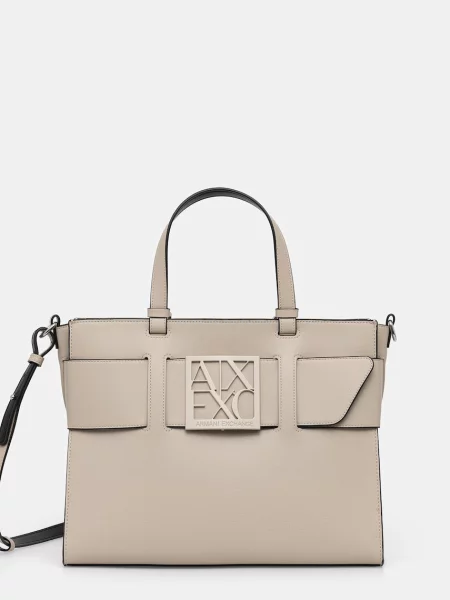 Armani Exchange geantă pentru femei cu imitație de piele bej