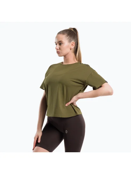 Olcsóbban. Női tréning póló Gym Glamour V Khaki Méret: S zöld