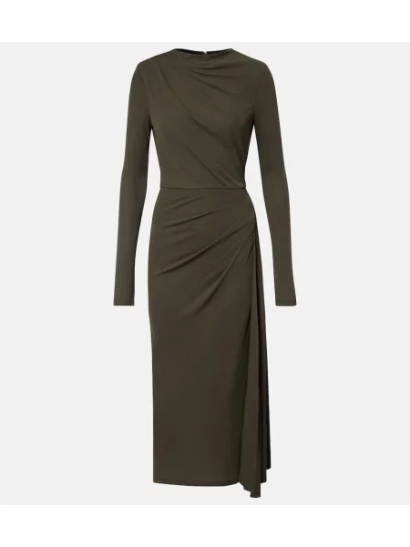 Rochie midi Erdem din jerseu drapată până la genunchi verde