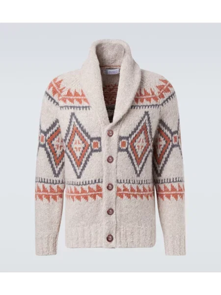 Cardigan Brunello Cucinelli de lână bej