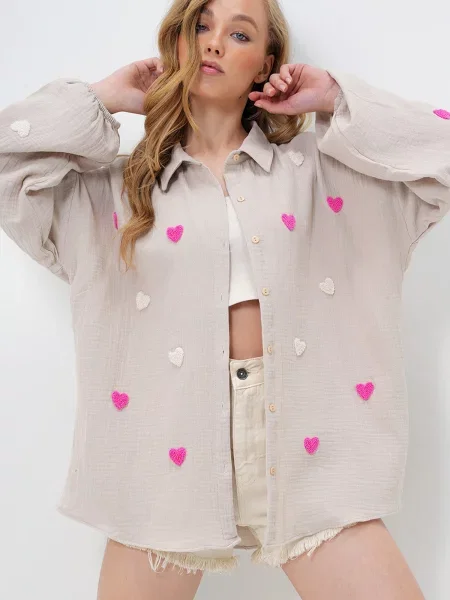 Trend Alaçatı Stili Bluză kitt / roz alb