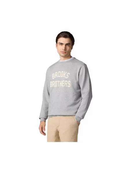 Haftowana bluza nierozpinana Brooks Brothers frotte szara